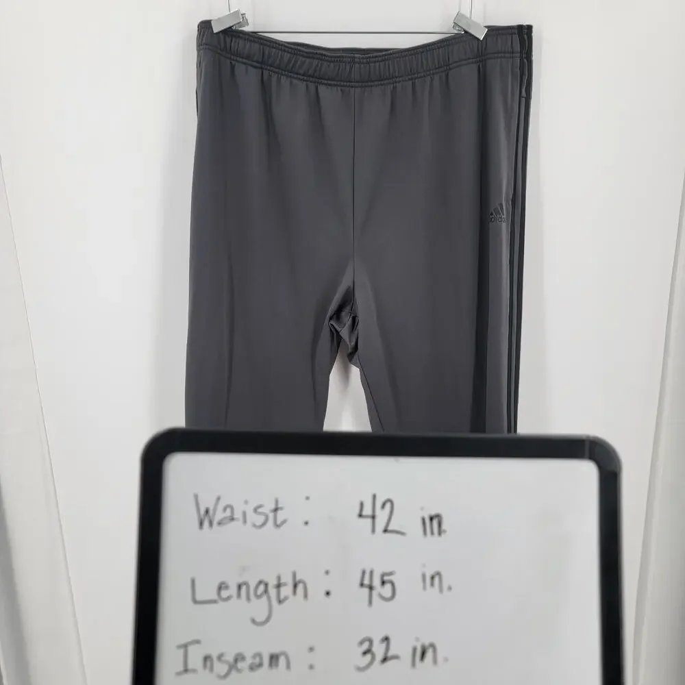 Adidas Joggers Mens 3XLT Gray Black 3 Stripe Pockets